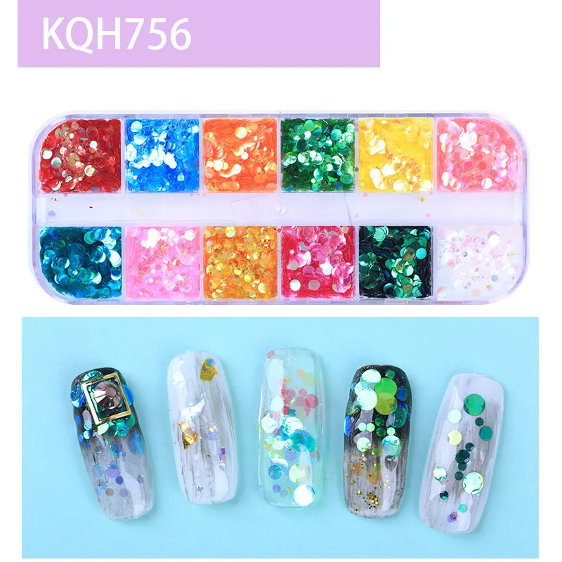 1 коробка, мульти размер, сделай сам, блестка для ногтей, Плоские наклейки, 3D дизайн ногтей, украшения, очаровательные наклейки, Стразы для ногтей, аксессуары для маникюра - Цвет: KQH756