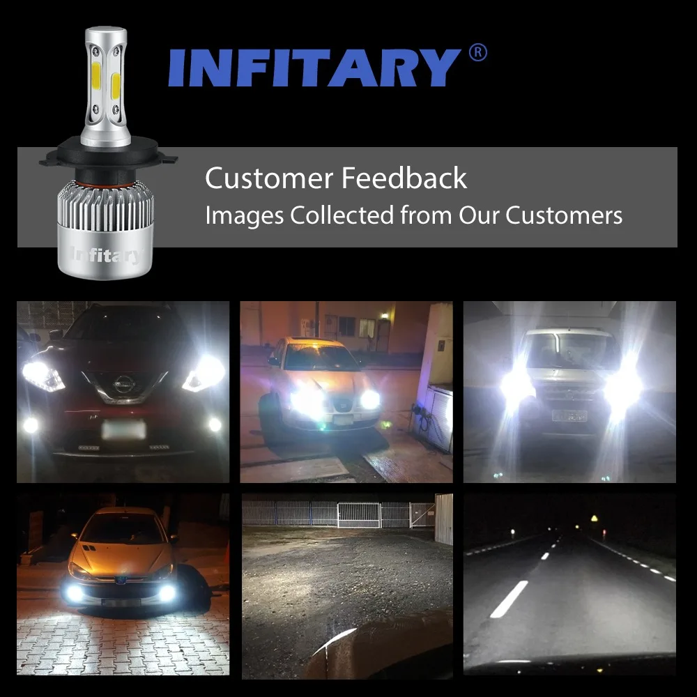Infitary H4 H7 светодиодный фары для автомобиля 9005 9006 H3 H13 H8 880 H27 9004 9007 H11 Светодиодный H1