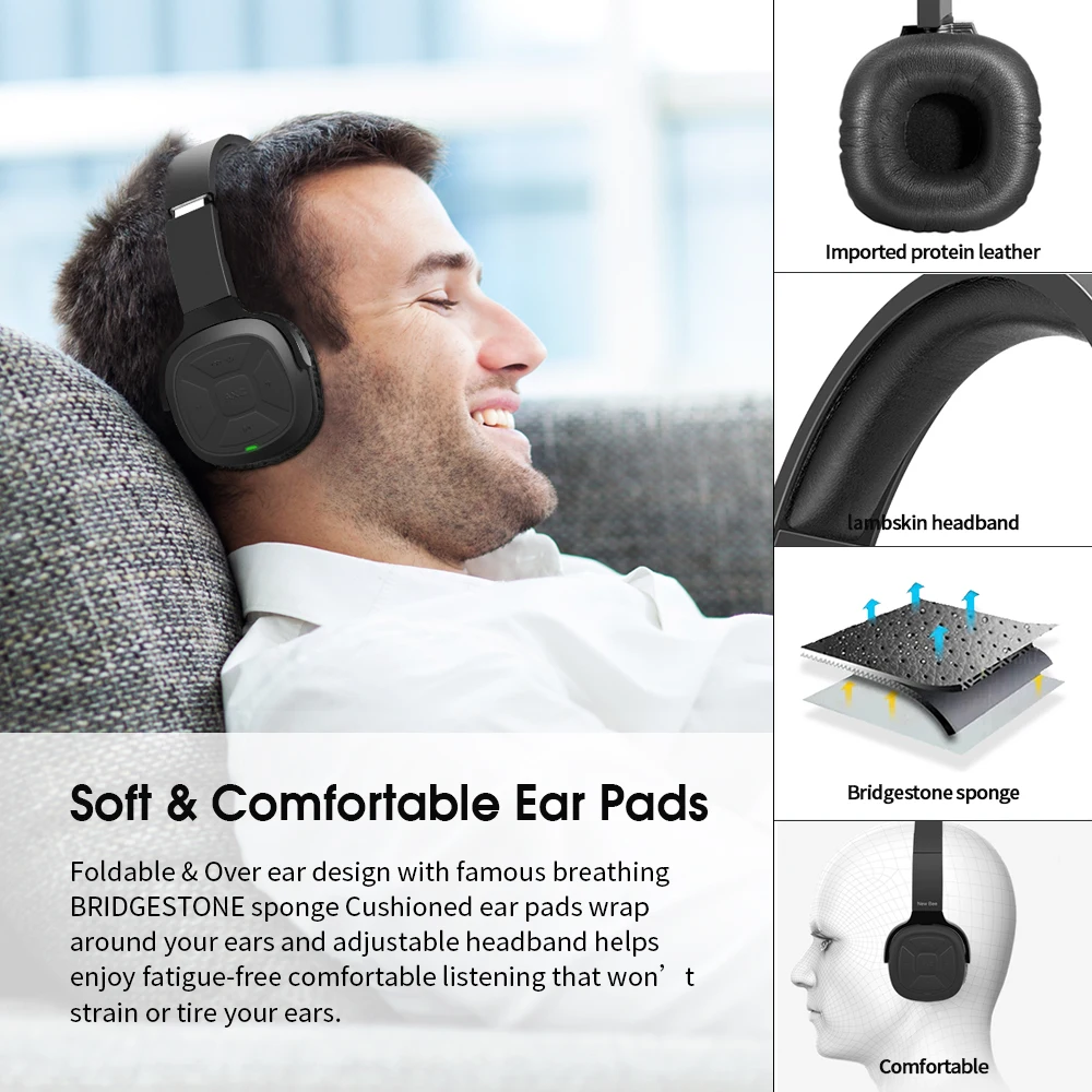 Беспроводные наушники New Bee Bluetooth с активным шумоподавлением ANC HiFi микрофоном для