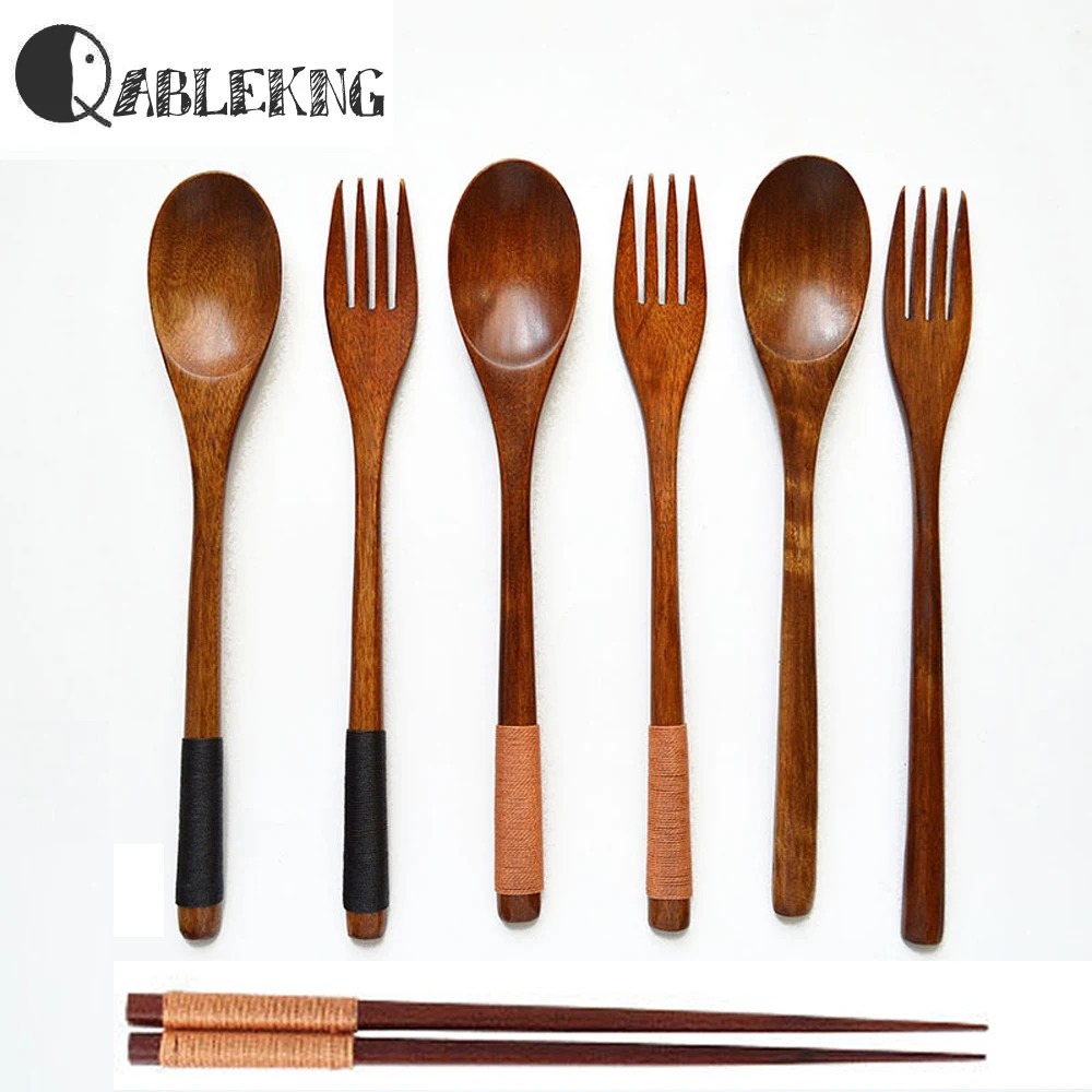 QABLEKNG Portable Wood Dinnerware Sets Creative Outdoor Tableware Japan