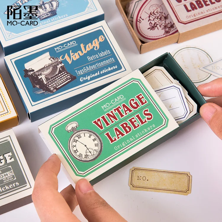 60pcs/box Retro Scrapbooking Sticker Matchbox Diary Planner Decorative Mobile Craft Stationery Cute Bullet Journal Sticker Label