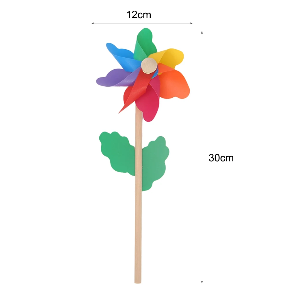 5 шт./компл. ветер Спиннер Простой Четыре цвета штифт ветряной мельницы деревянный полюс украшения сада Дети игрушечное колесо 12 см Открытый