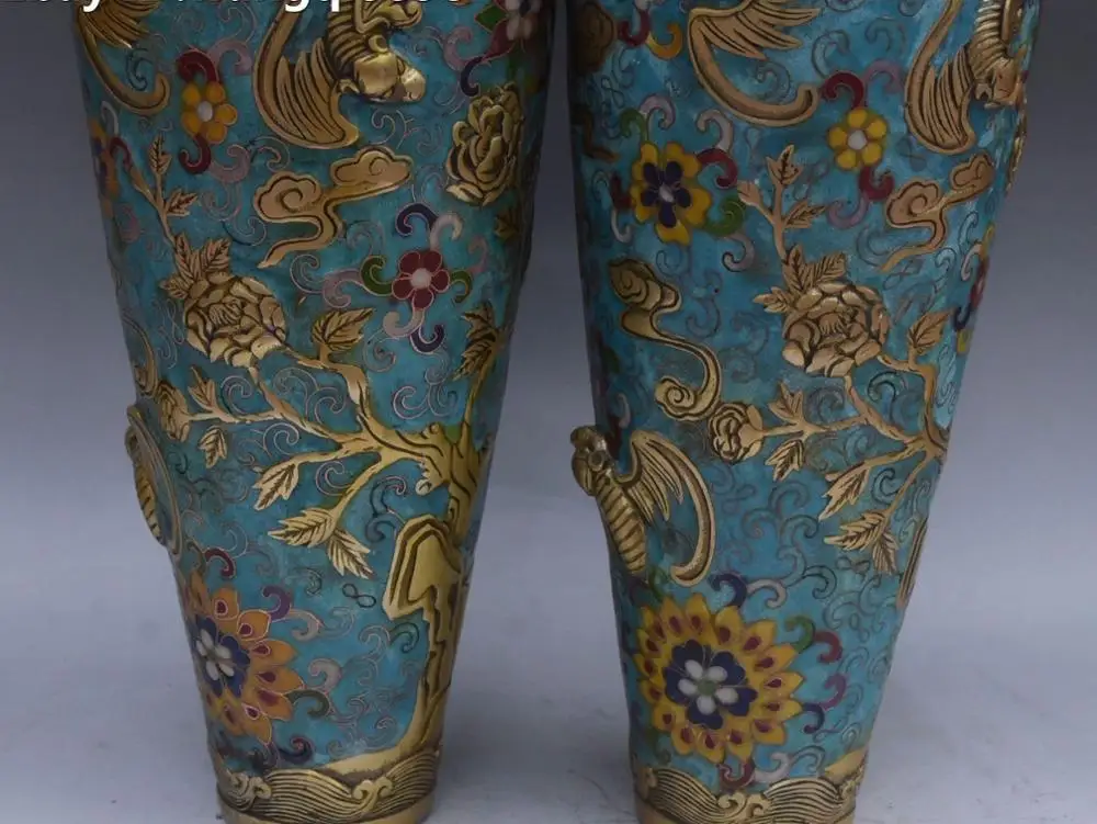 Cloisonne Эмаль позолоченный Пион цветок Летучая мышь летучие мыши Животное Цветок