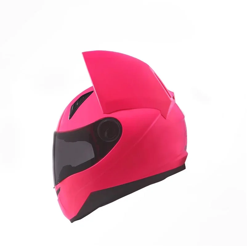NITRINOS Полный мотоциклетный уличный шлем женские кошачьи Шлемы с ушами Neko шлем белый