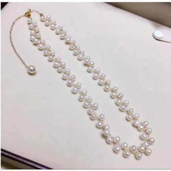 

LiiJi Unique Women Pearl Necklace Real AA+ 4-5mm Nearround Freshwater Pearl 925 Sterling Silver Choker Necklace