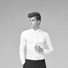 Мужская рубашка Весна и осень новая мужская рубашка с длинным рукавом Однотонная качественная однобортная деловая формальная повседневная рубашка