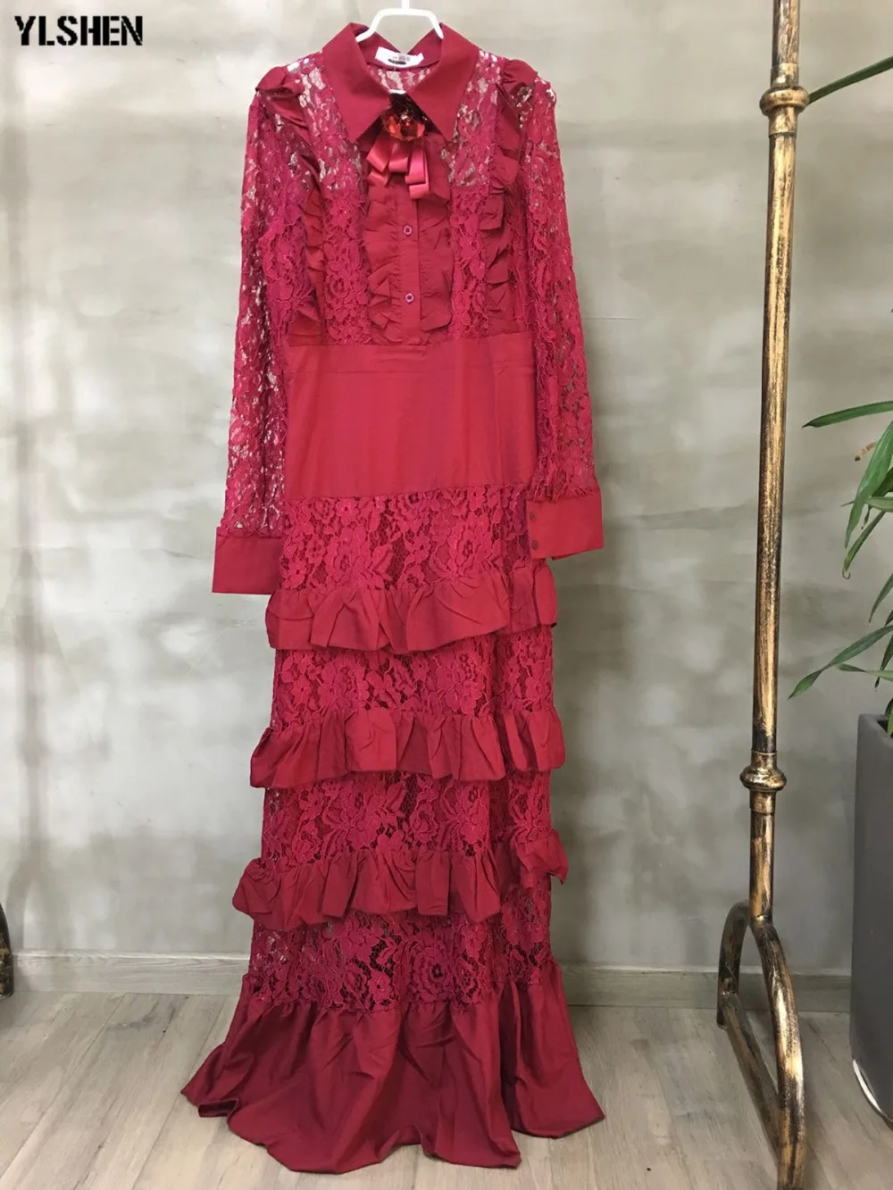 African Dresses for Women Dashiki Lace African Clothes Plus Size Fungus Edge Cake Africa Dress Africaine Robe Femme Long Dress 02