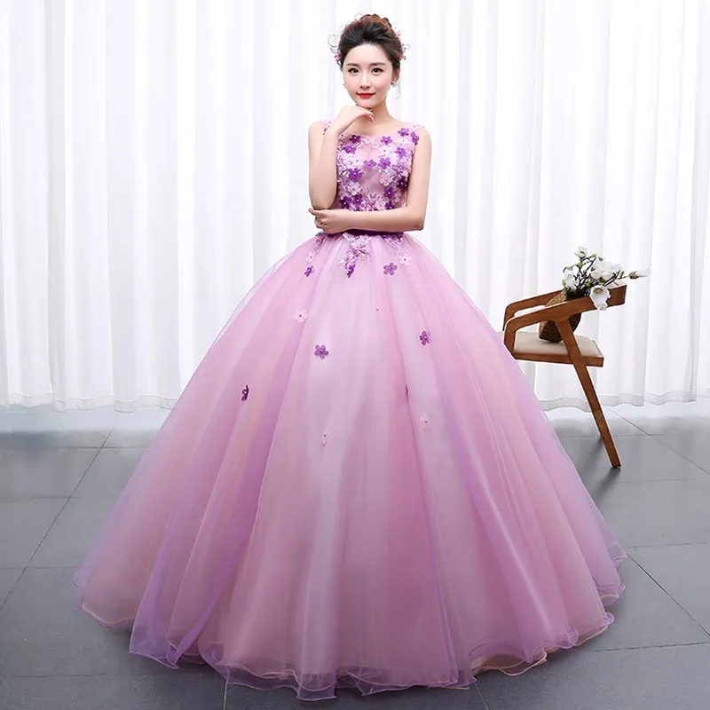 picture color Ruthshen Vestidos De 15 Anos, без рукавов, розовые цветы, Дешевые Бальные платья, 16 сладких дебютантов, платья, Бальные вечерние платья - Цвет: picture color