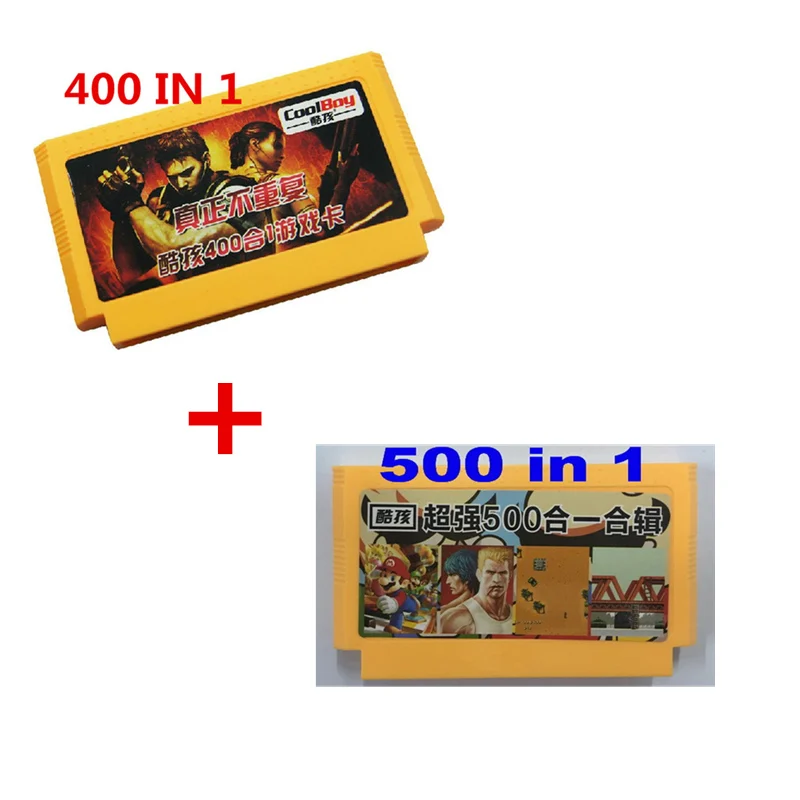 

2Pcs / Lot (400 in 1 Game Cartridge No Repeat + 500 in 1 Game Card) 8 Bit 60 Pin Game Card