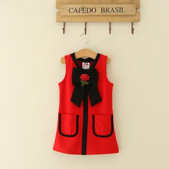 

Summer Mom and Baby Matching Clothes Flower Embroidery Bow Mother Daughter Dresses Sleeveless Princess Dress Family Look Outfits
