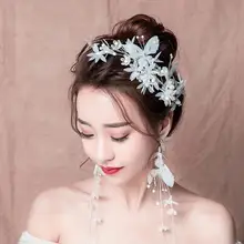 Хрустальная заколка для волос и серьги для свадебного дня, украшение для волос невесты, Очаровательное украшение ручной работы, свадебная вуаль, аксессуары для волос