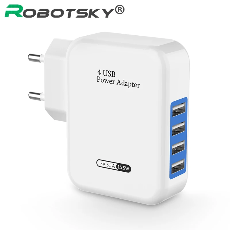 

4-Port 5V/3A Wall USB Charger Adapter for iPhone 8 7 6 6S Plus iPad Samsung Mobile Phone Charge Fast Charging Universal