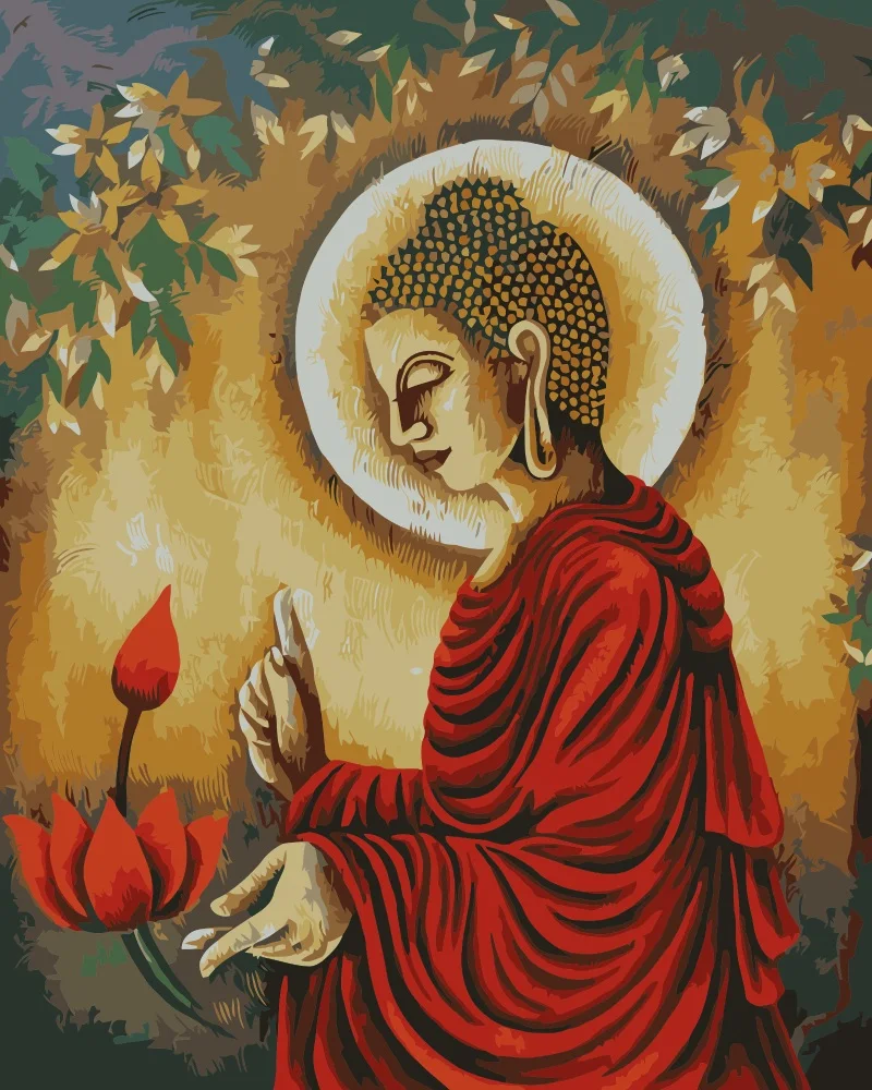Mahuafi473 Buddha Painting Indian Lord Art Painting By Numbers Hand Painted Coloring By Numbers