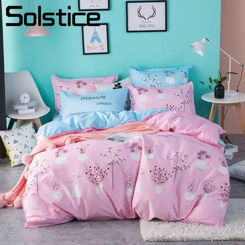 Solstice Home Textile Pink Flower Bedlinen Girls Kids Teenage