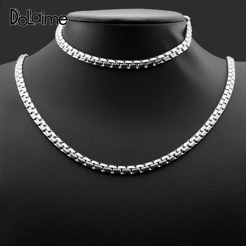 

Dolaime Party 2018 Trendy Men Stainless Steel Gold Color Welded Chain Lobster Clasp Necklace Bracelet Set JS165