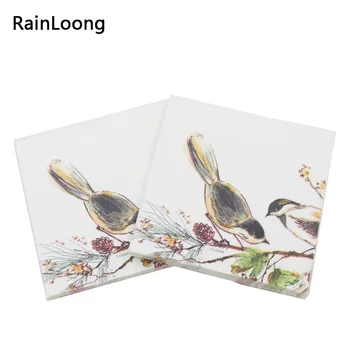 

[RainLoong] 3-Plys Beverage Paper Napkin Bird Print Tissue Serviettes Decoupage Cocktail For Party Decoration 25*25cm