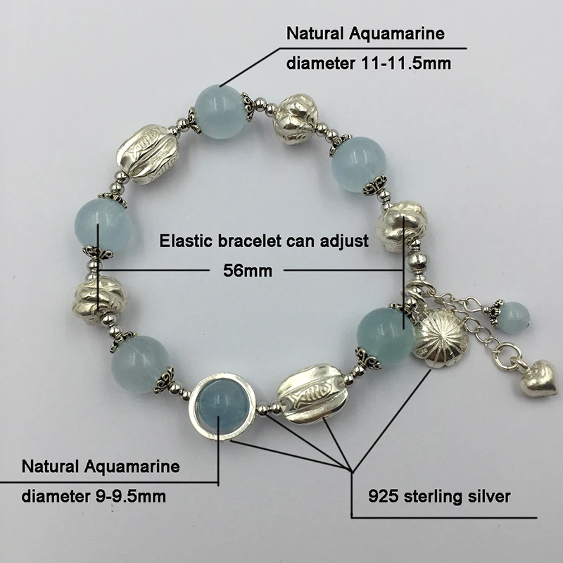 Sinya Natural Aquamarine Bracelet in 925 sterling silver blue crystal elastic bangles for Lover women ladies Mum best gift 2018 (24)