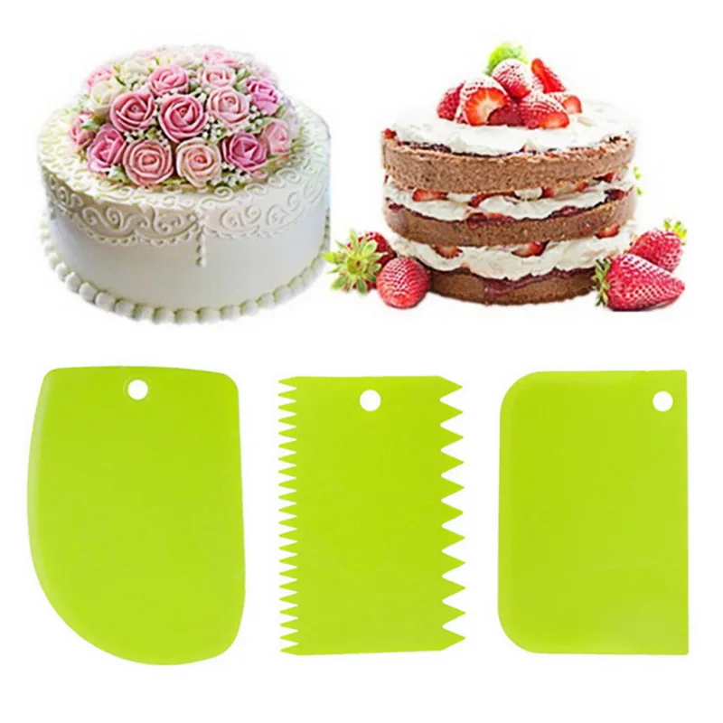 

Hoomall 3PCS/Set DIY Cake Cream Scraper Set Cake Decorating Tools Multifunctional Irregular Teeth Edge Kitchen Baking Tools