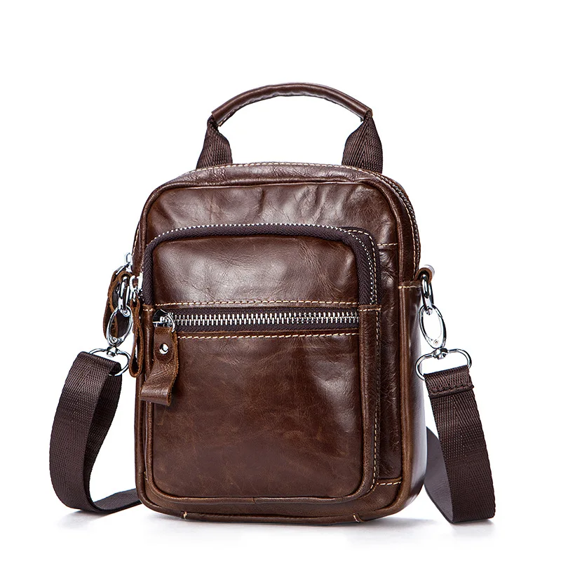 

New Genuine Leather Small Crossbody Bag Men's Shoulder Bag Male Messenger Bags Cross Belt Waist Pack Handbag Phone Pack