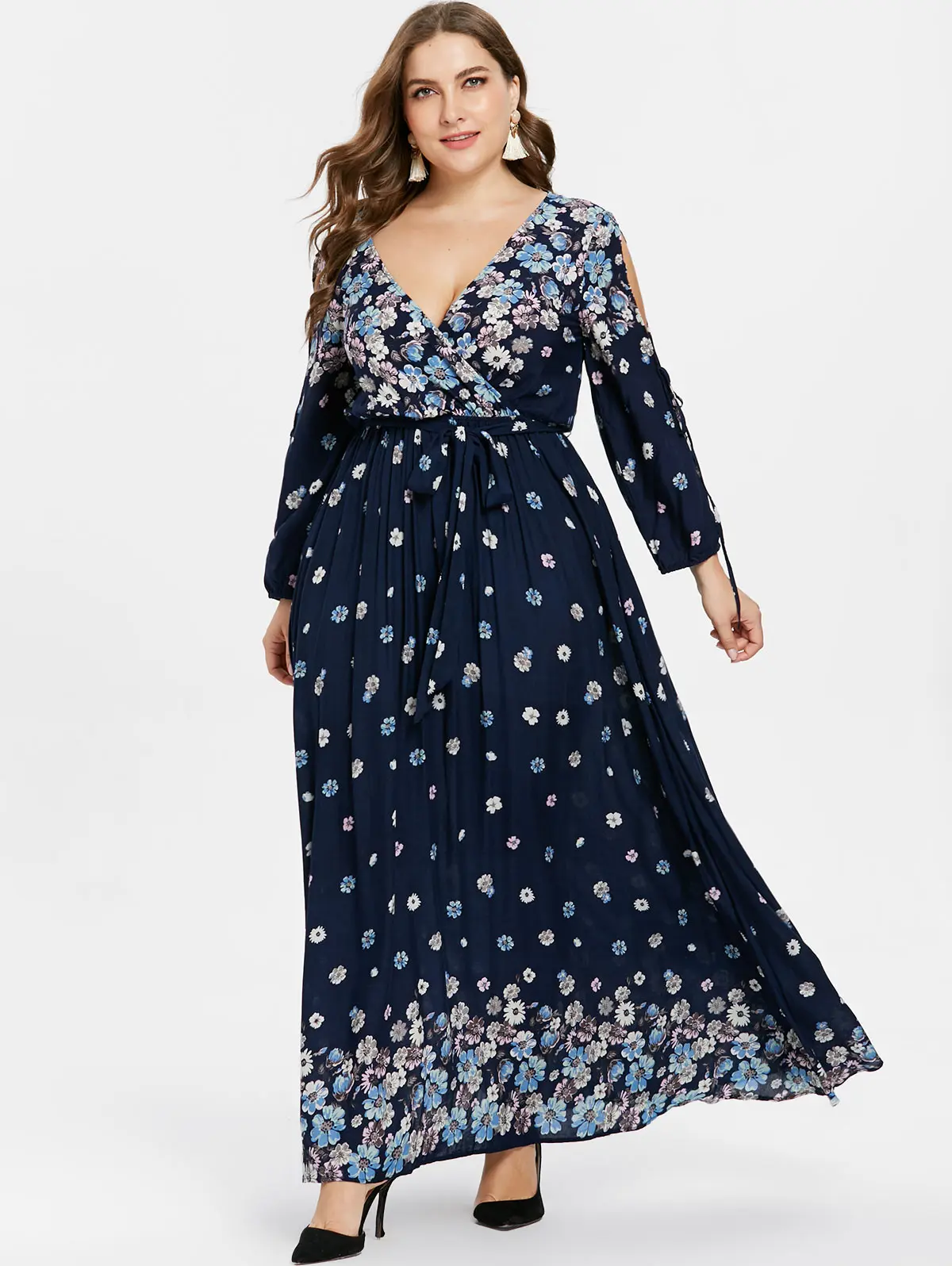 floral plus maxi dress