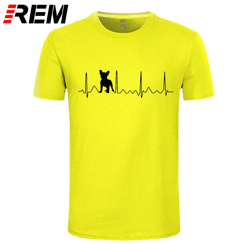 REM Мода Французский бульдог Heartbeat T рубашки мужские хлопковые О-образным вырезом Евро размер Lifeline женские топы тройник с коротким рукавом Фитнес Футболка