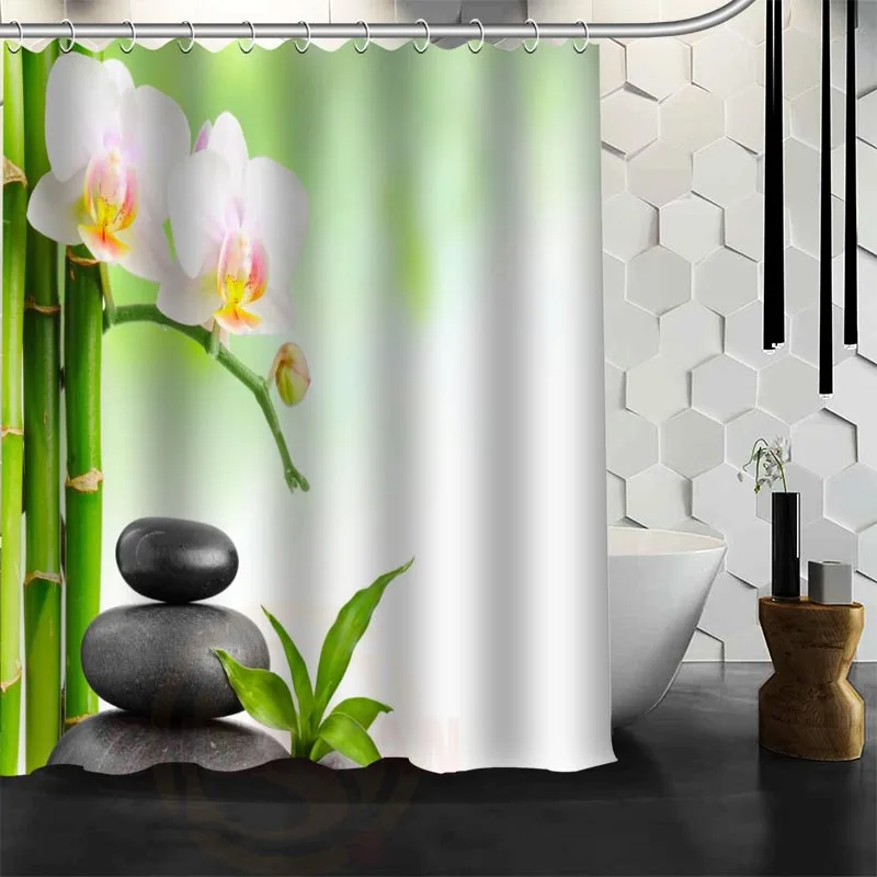 

Custom Zen Stone Shower Curtain Polyester Fabric Customized More Size Bathroom Shower Curtains Free Shipping