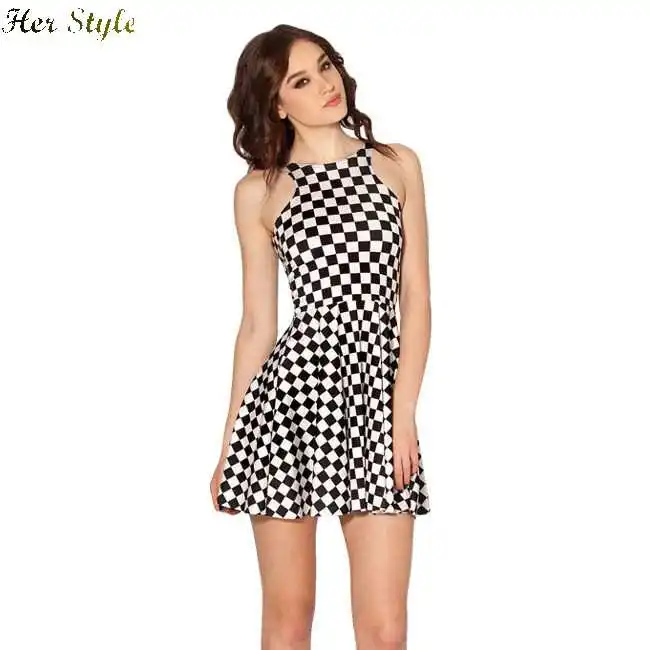 black and white checkered dress outfit