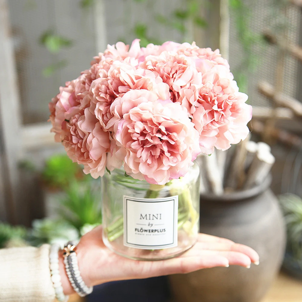 

Artificial Flowers Peony Wedding Bride Bouquet DIY Home Garden Decoration Rose Flowers 5pcs/Bunch Wedding Crafts For Decorating