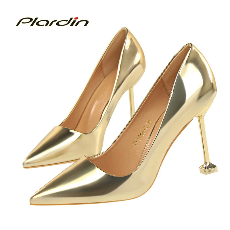 

Plardin 2017 Spring Autumn The Woman Thin Heels Shoes Career OL Sexy Concise Women Fashion Shallow Mouth Women Pumps Shoes