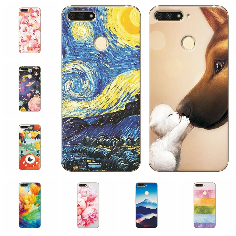 Suave Fundas para Huawei Y6 primer 2018 paisaje funda del teléfono para Huawei Y 6 primer 2018 Capa suave de silicona TPU casos de la cubierta 5,7 \