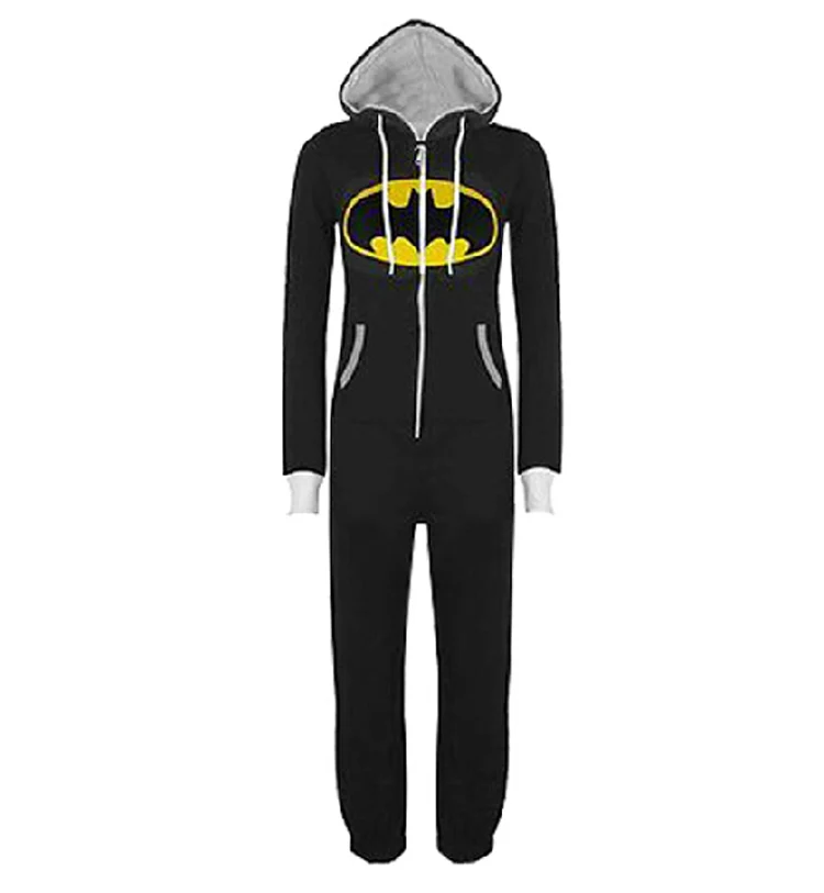 Аниме Пижама "Супермен" De Bichos супергерой бэтгёрл взрослый Onesie для женщин пара зима пижамы животных комплект черный синий пижамы - Цвет: Черный