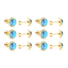 Luxxissids 12 пар/лот квадратные серьги из синего камня винт из нержавеющей стали сережек много