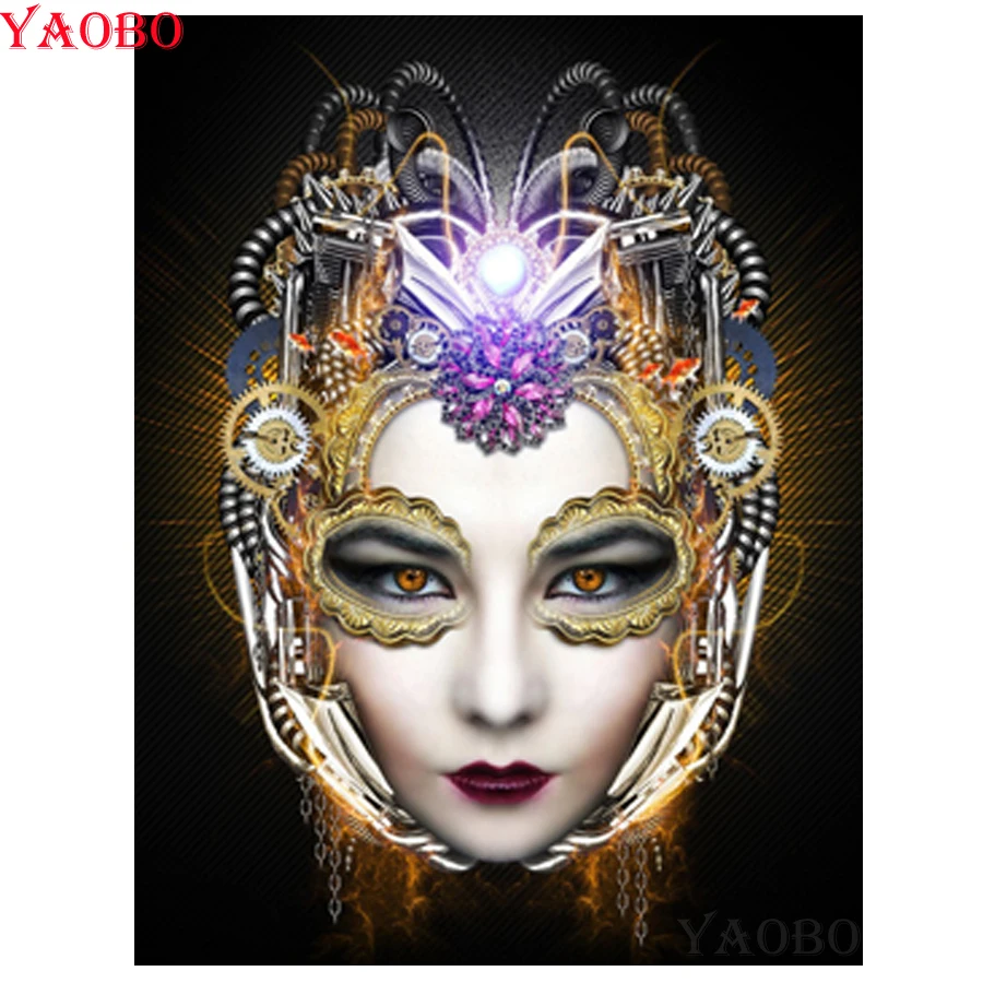 Diamond embroidery Mask woman mosaic pattern 5d diy diamond painting
