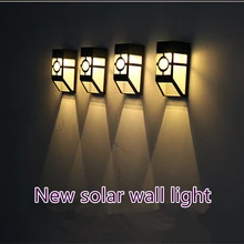 Paquete de 2 lámpara Solar de pared para exteriores Jardín pasillo pasos patio valla lámpara impermeable montada Vintage brillante LED luz Solar