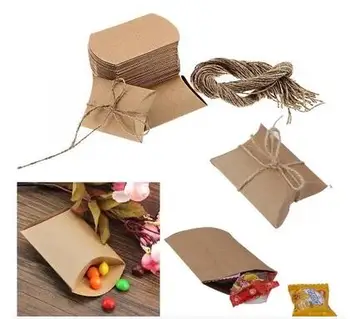 

100Pieces/lot Kraft Pillow Shape Wedding Favor Gift Box Party Candy Box Wholesales Pillow boxes Wedding Favors and Gifts Box wit
