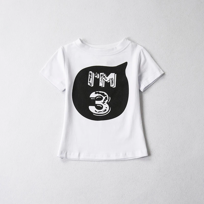 Хлопковая летняя одежда для малышей, футболка Топы, детская одежда для дня рождения для девочек и мальчиков возрастом 1, 2, 3, 4 лет вечерние рубашки для малышей