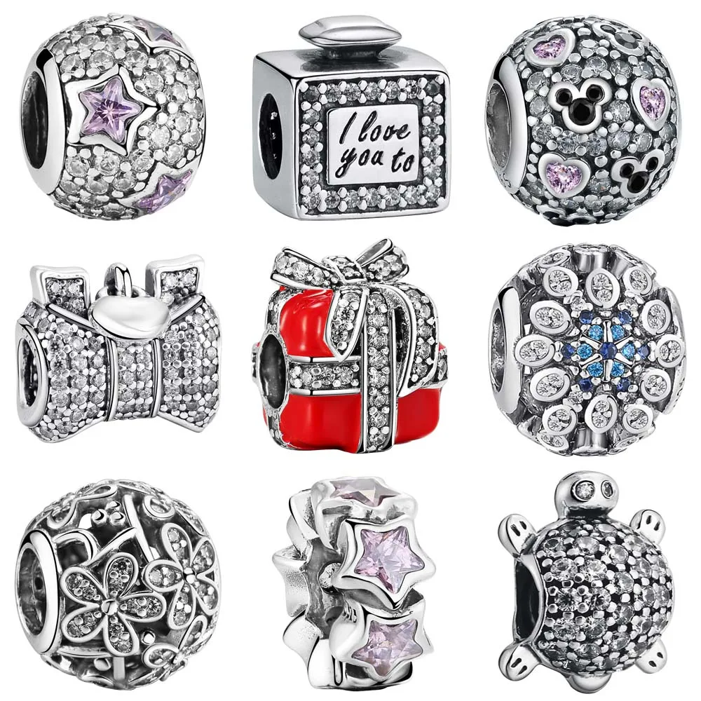 WYBEADS 925 Sterling Silver Charm Clear CZ Daisy Openwork Charms European Bead Fit Bracelet