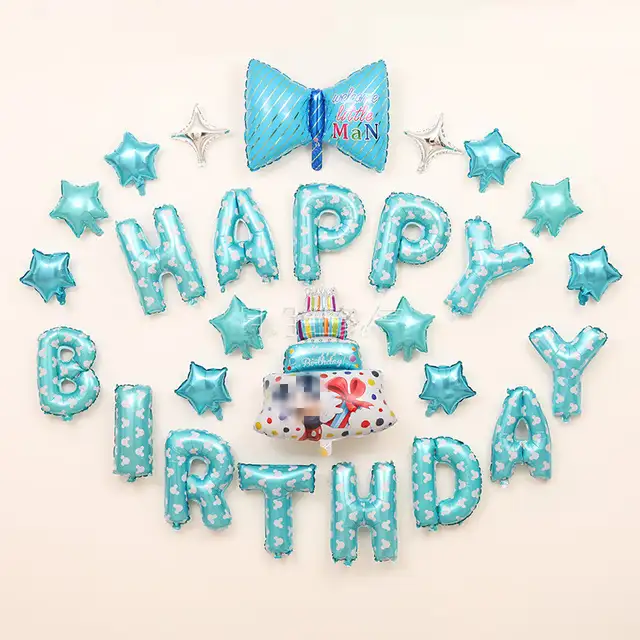 27pcs Set Tiffany Blue Baby Shower Boy Happy Birthday Balloons