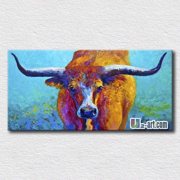 

Brave buffalo oil painting reproduction custom animal wall painting size available unique gift for friends 20X40inches