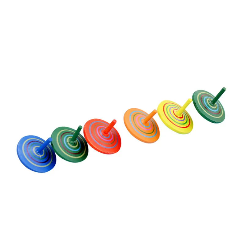 

3Pcs Colorful Funny Handmade Painted Wood Spinning Tops Wooden Toys arena stadium toy for children A1