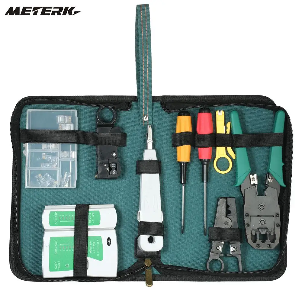 

9-in-1 Professional Network Computer Maintenance Repair Tools Kit Cable Tester Crimper Wire Stripper Crystal Cable Connectors