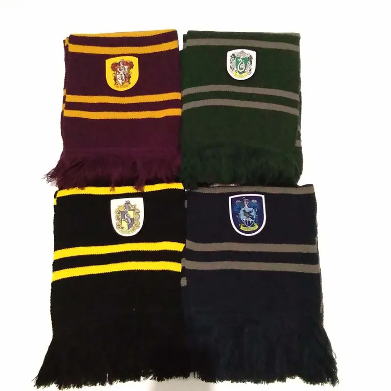 

Wholesale 10 PCS Potter Scarf Cosplay Costume Gryffindor Slytherin Ravenclaw Hufflepuff Cotton Scarf Free Shipping