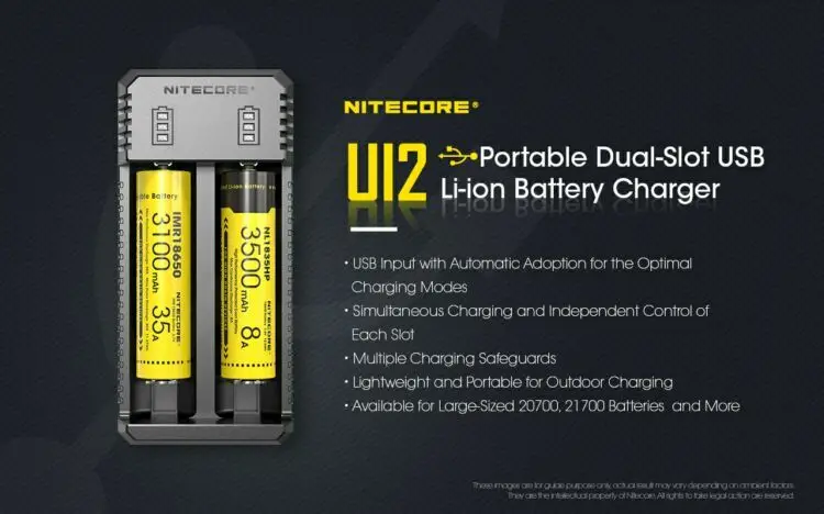 NITECORE UI1 UI2 Портативный USB Li-Ion Батарея Зарядное устройство совместимо с 26650 20700 21700 18650 16340 14500 Батарея