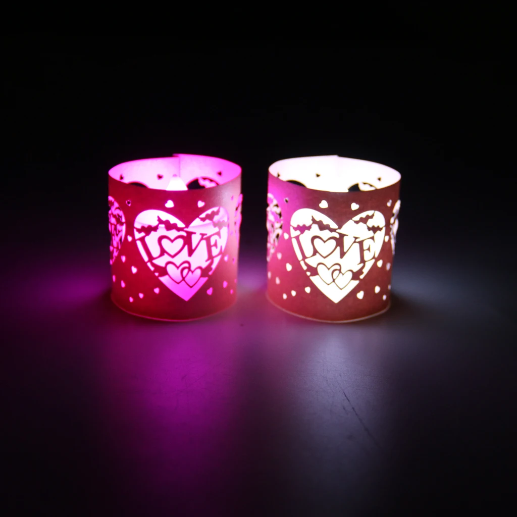 6pcs Heart LED Tea Light Holders Wedding Christmas Decorative Lamp for Weddding Baby Shower Birthday Party Decoration Gift Favor