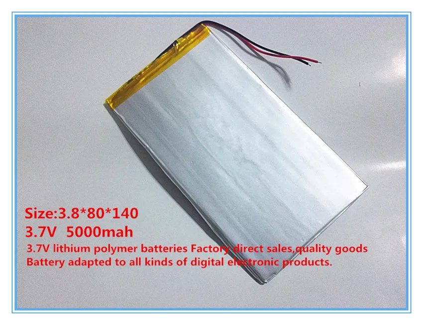 Batterie li-ion, 3.7v, 5000mah, pour tablette pc, 3.8x80x140mm, v88, v971 m9