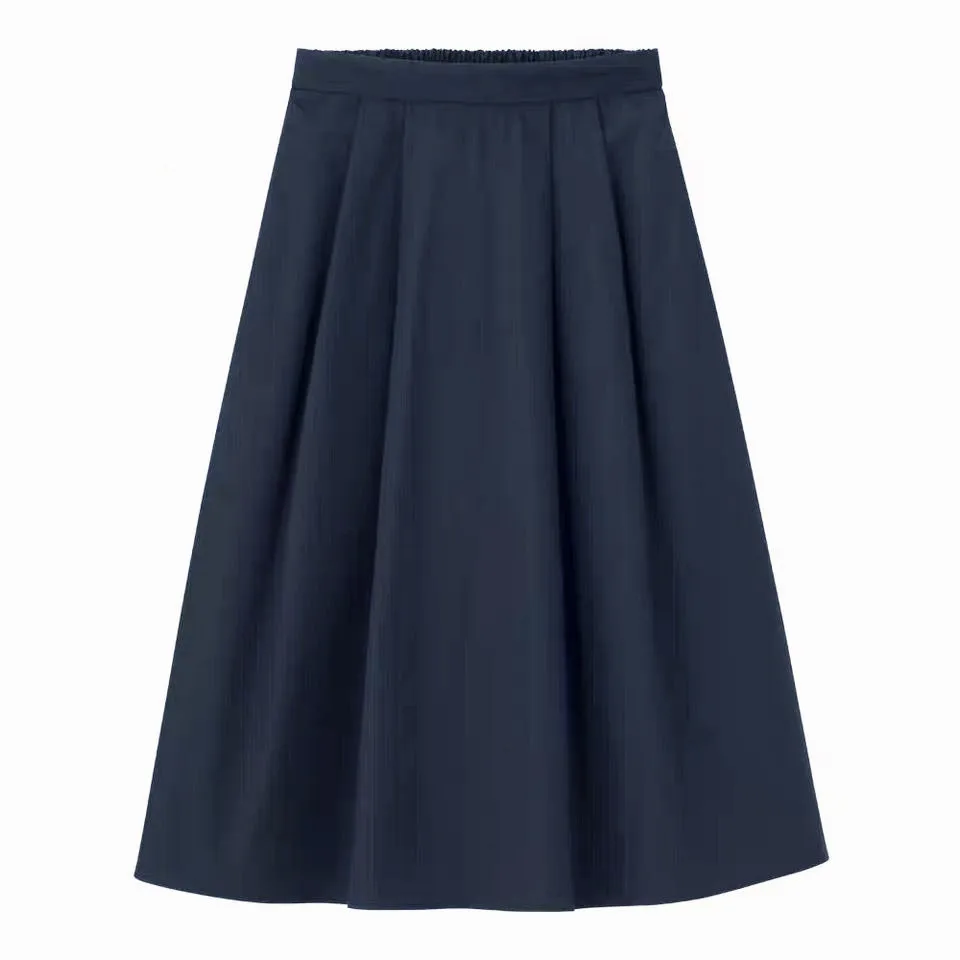 navy blue Весенние и летние женские офисные юбки, новые осенние хлопковые льняные юбки, плюс размер винтажная длинная юбка 5xl 6xl 7xl красный розовый - Цвет: navy blue