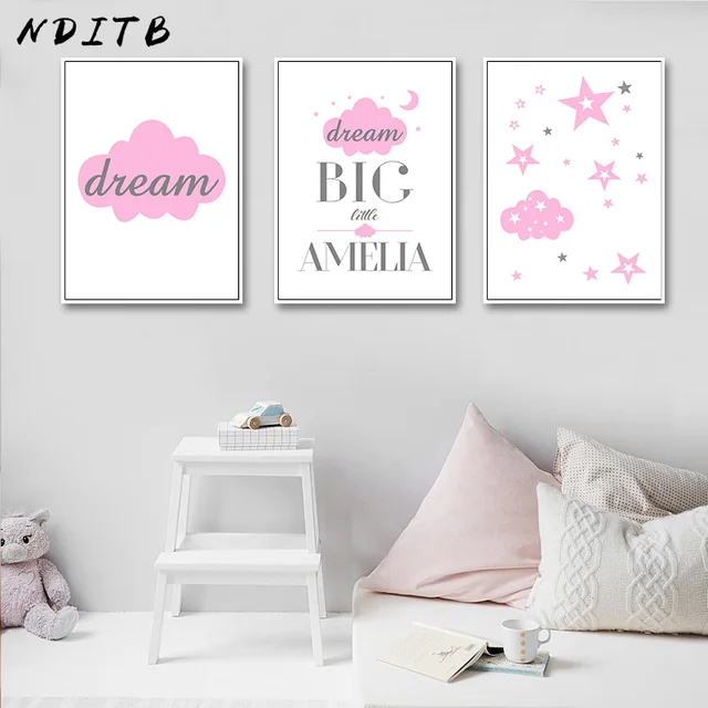 nditb personal name custom poster cartoon nursery wall art canvas