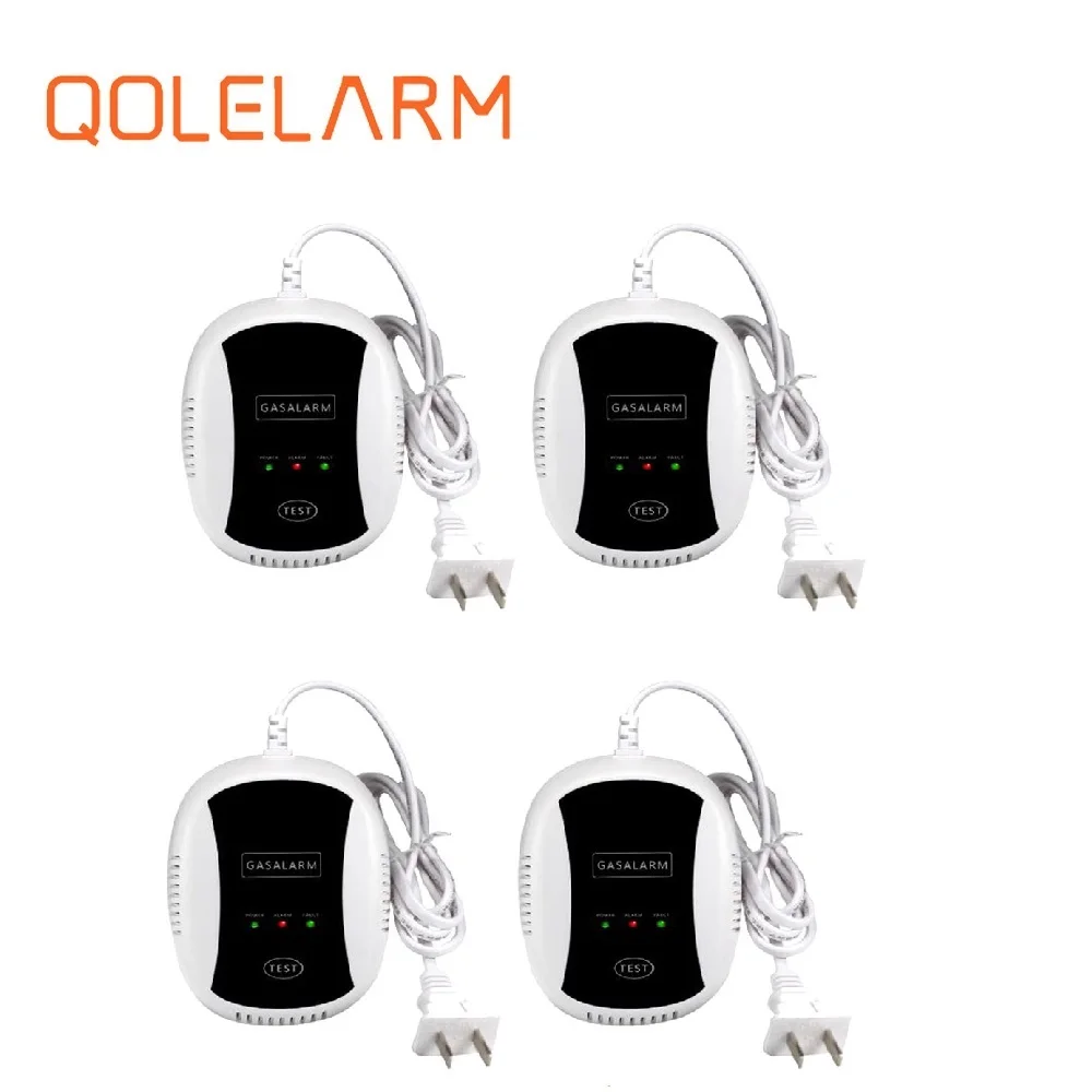 

QOLELARM 4 pcs/lot 433MHz wireless combustible natural gas leak detector kitchen security work with WiFi GSM PSTN alarm system