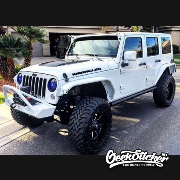 Waterproof Reflective 2pcs Sport Engine Hood Fender Side”Wrangler” Car Styling character sticker Decal Vinyl for Jeep Wrangler