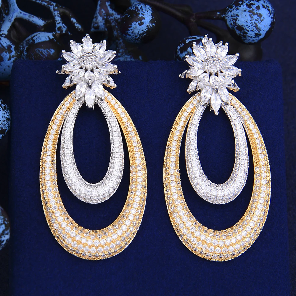 

GODKI Trendy Luxury Waterdrop Flower Dangle Earrings for Women Wedding Full Micro CZ Cubic Zircon Bohemia Hot Drop Earring 2019